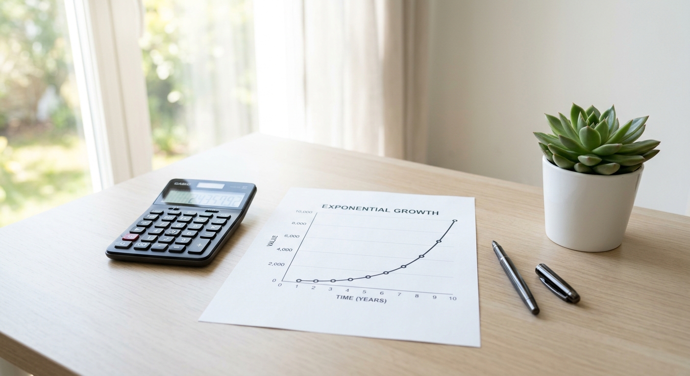 成長していくグラフと電卓のイメージ