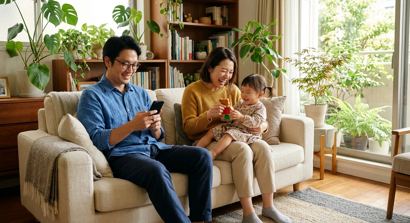 安心感のある日本人家族のリビング