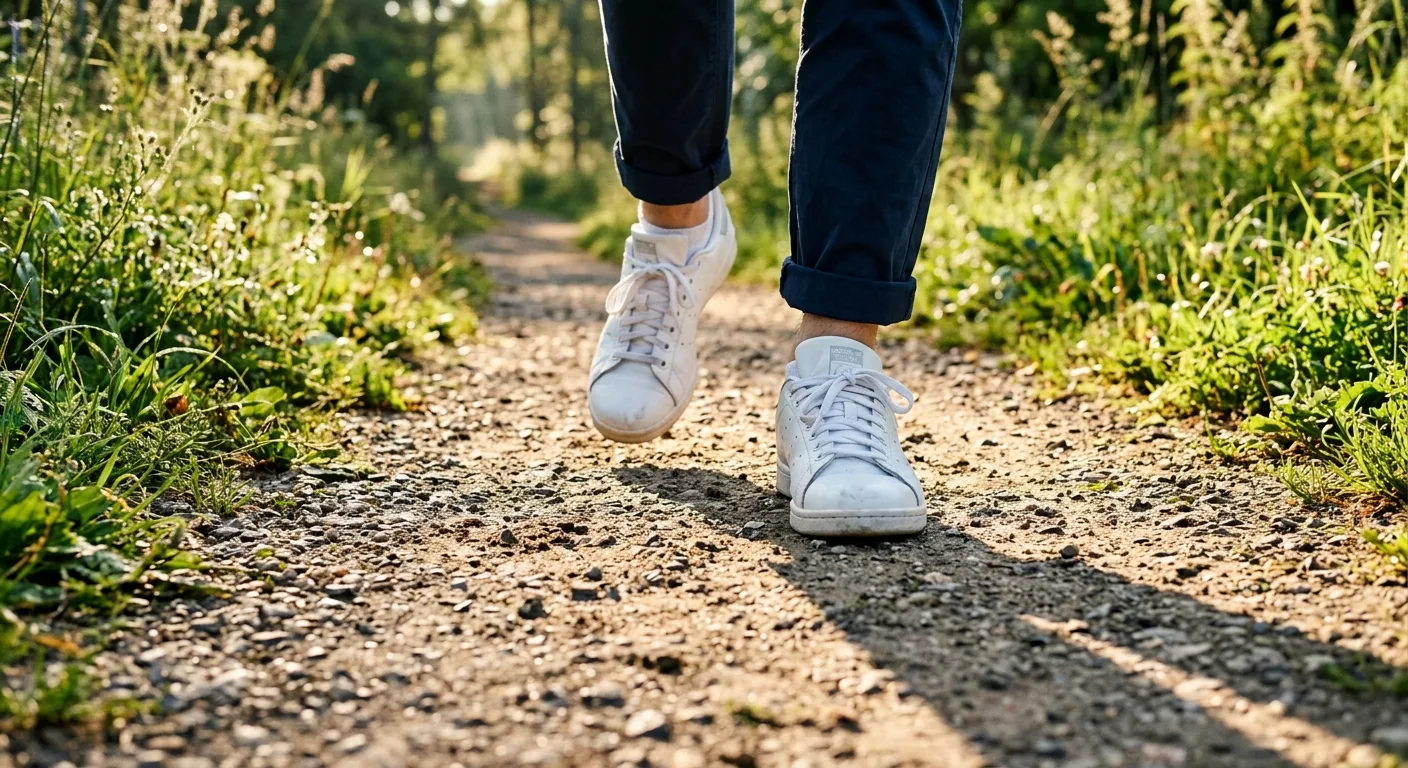 一歩を踏み出す足元のクローズアップ