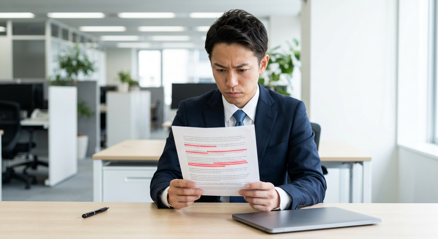 注意書きを真剣に読む日本人ビジネスパーソン