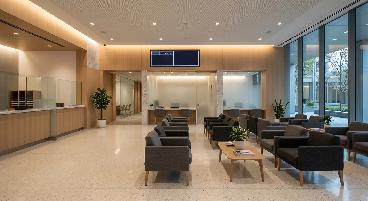 銀行や証券会社の待合室のイメージ