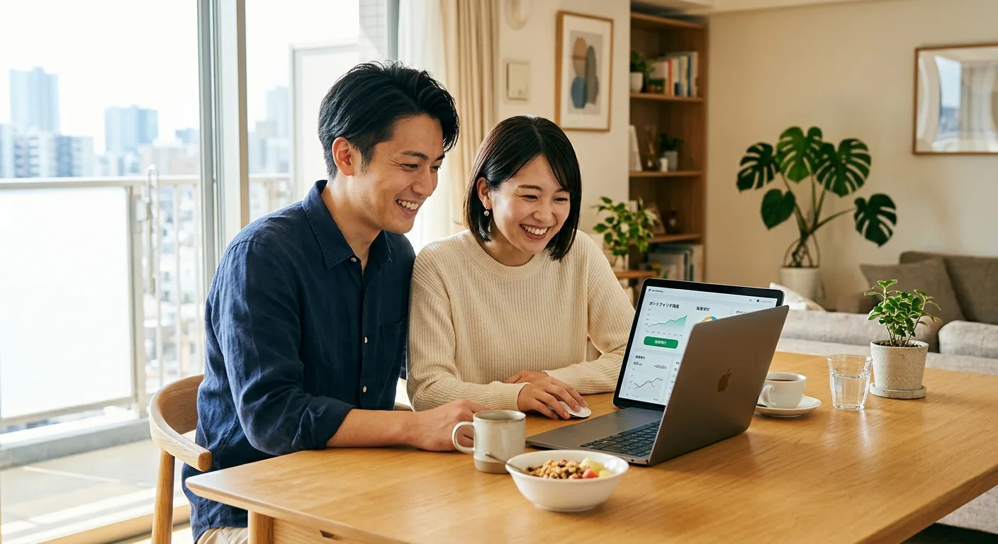 投資を始める決断をした日本人カップルの笑顔