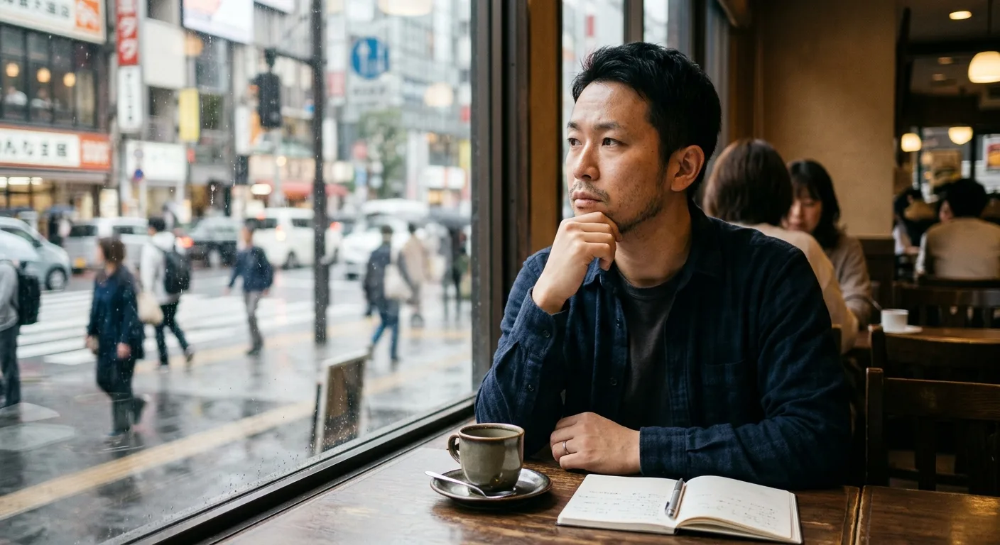 リスクを考える日本人男性の横顔