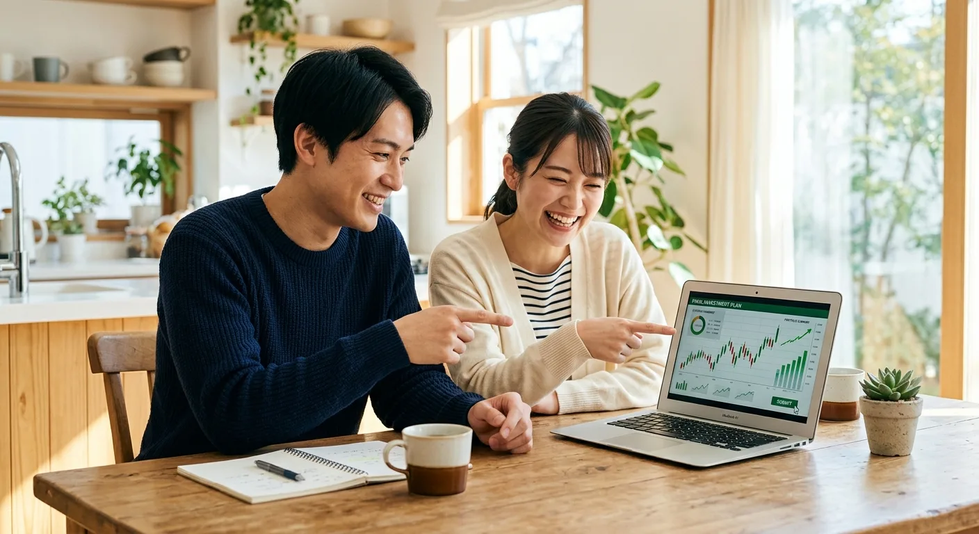 最終決断をする日本人カップルの笑顔