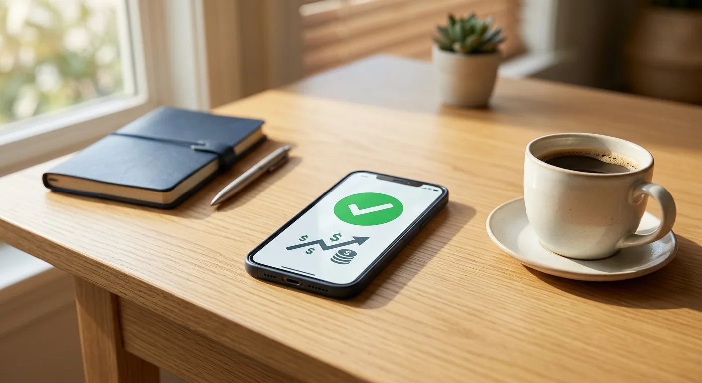 自動積立設定を完了したスマートフォン画面