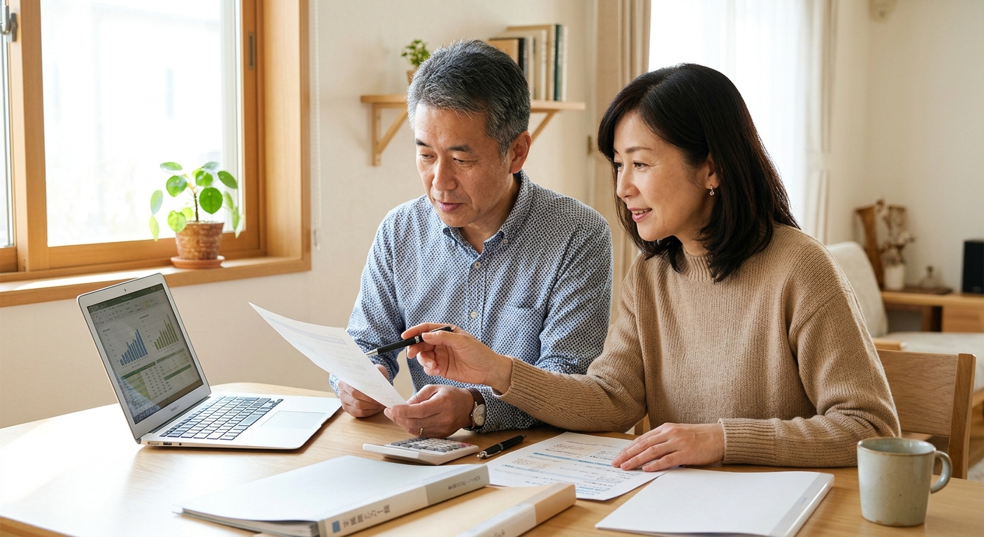 老後の資金計画を立てる日本人夫婦