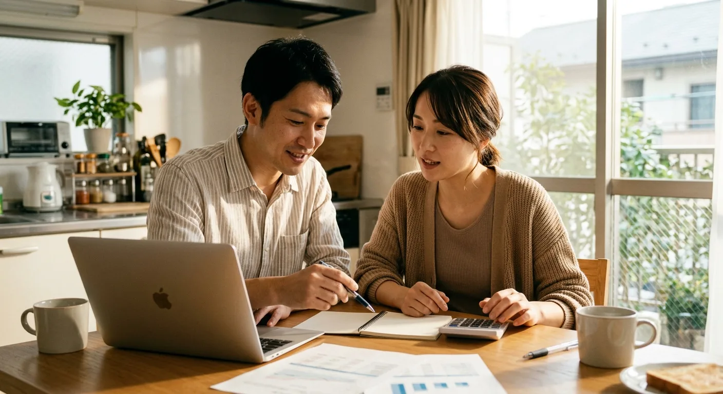 家計シミュレーションを計算する日本人夫婦