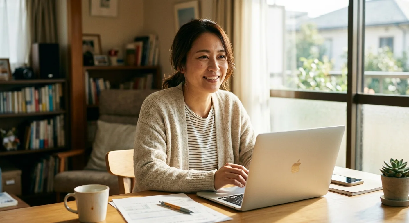 確定申告を終えて安堵する日本人女性