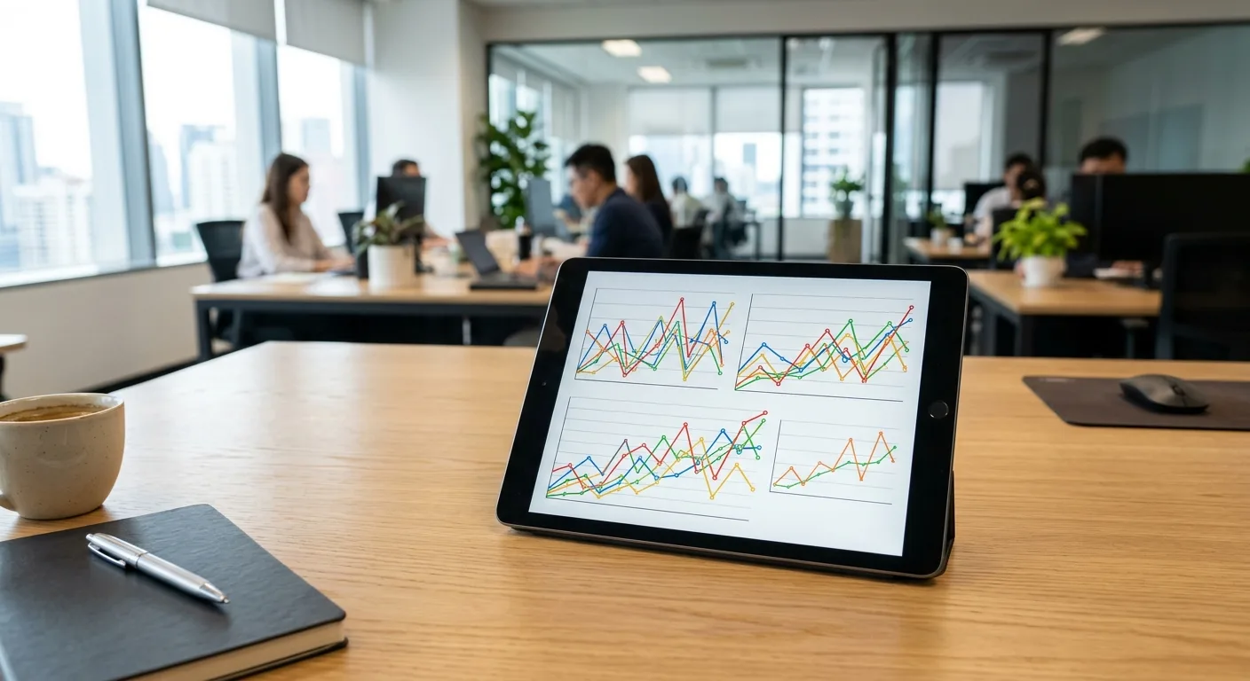 運用実績のグラフを表示するタブレット