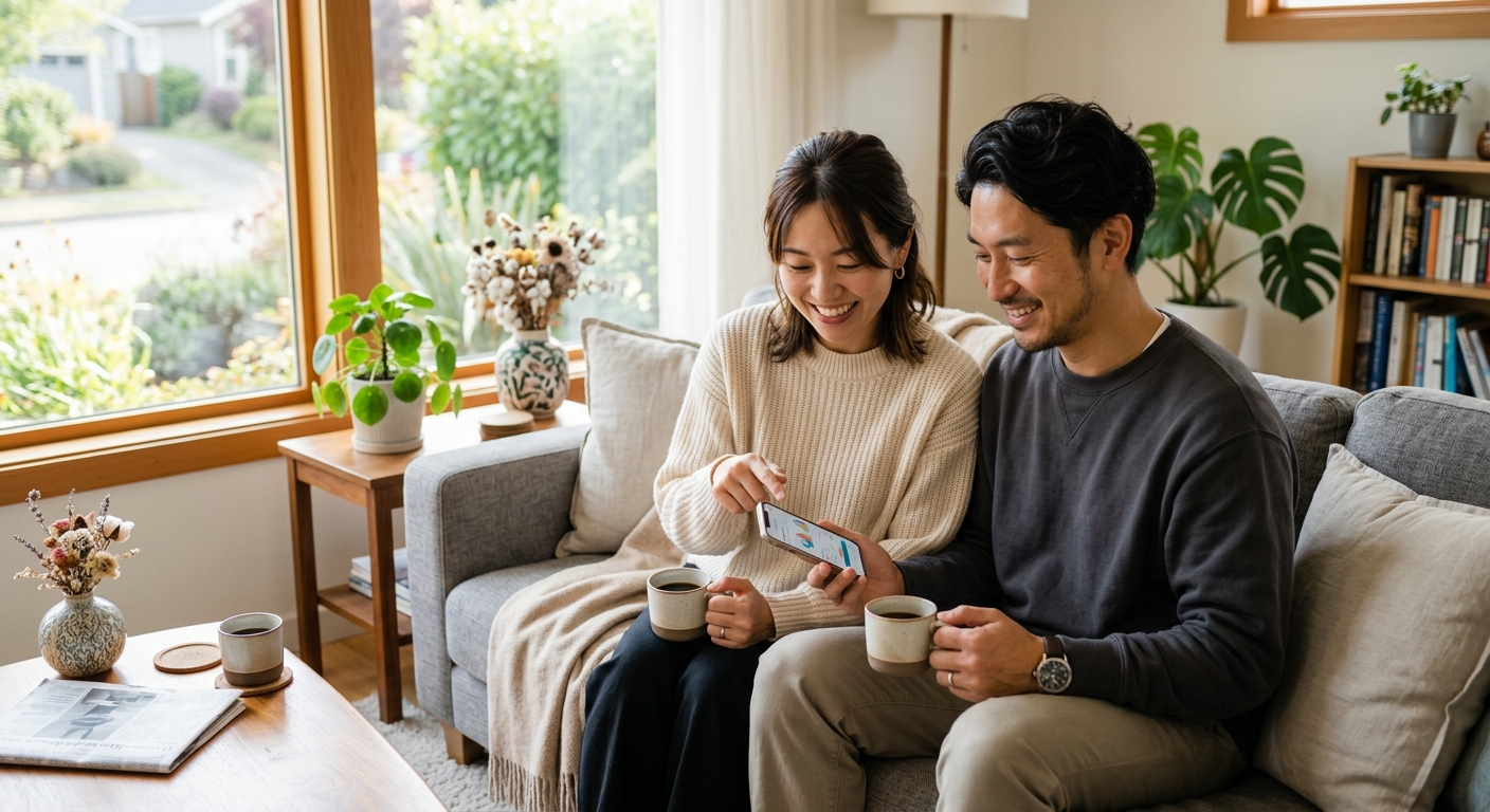 ほったらかし投資で安心している日本人カップル
