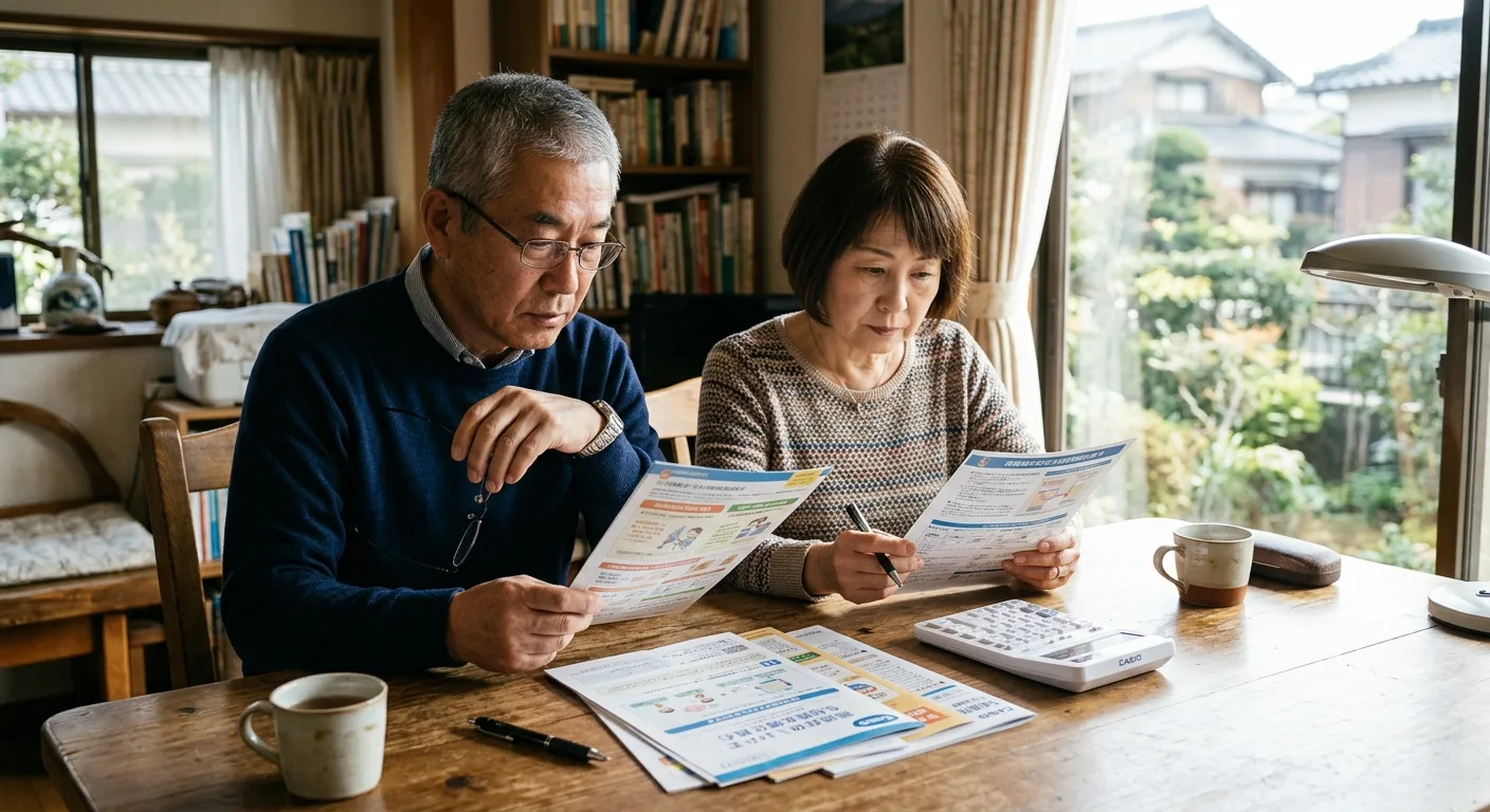 学資保険の書類を検討する夫婦
